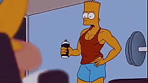 Мардж жестко трахнул и наполнил сливками ее сын Барт в спортзале